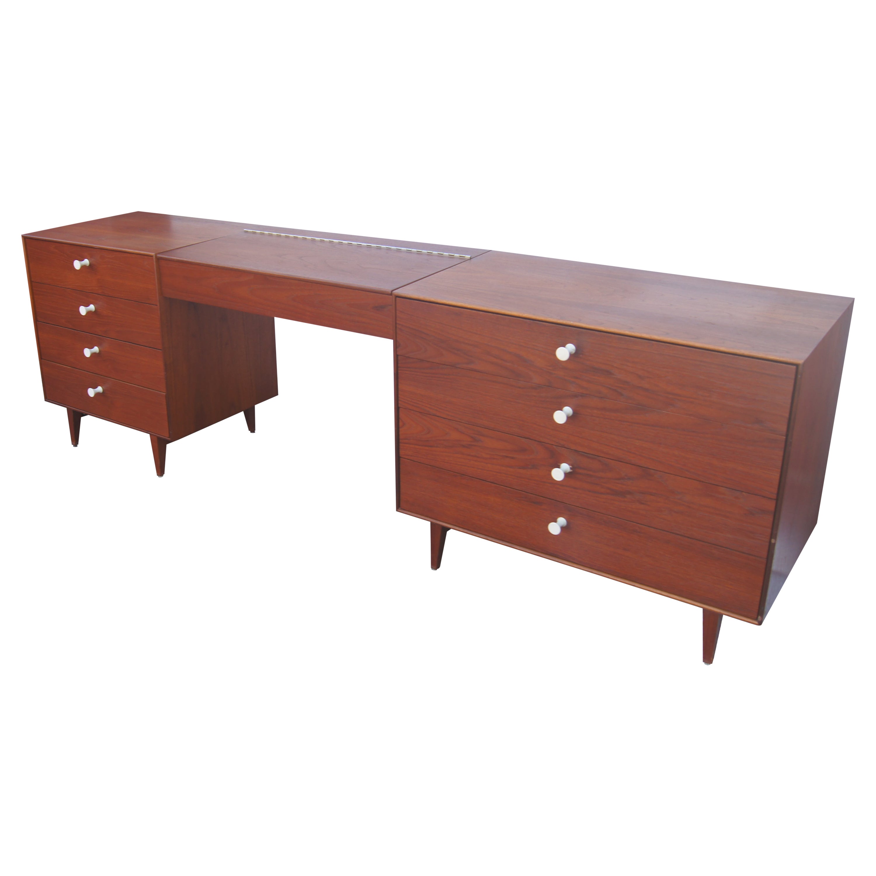 Teak Thin Edge Double Dresser with Vanity by George Nelson for Herman Miller