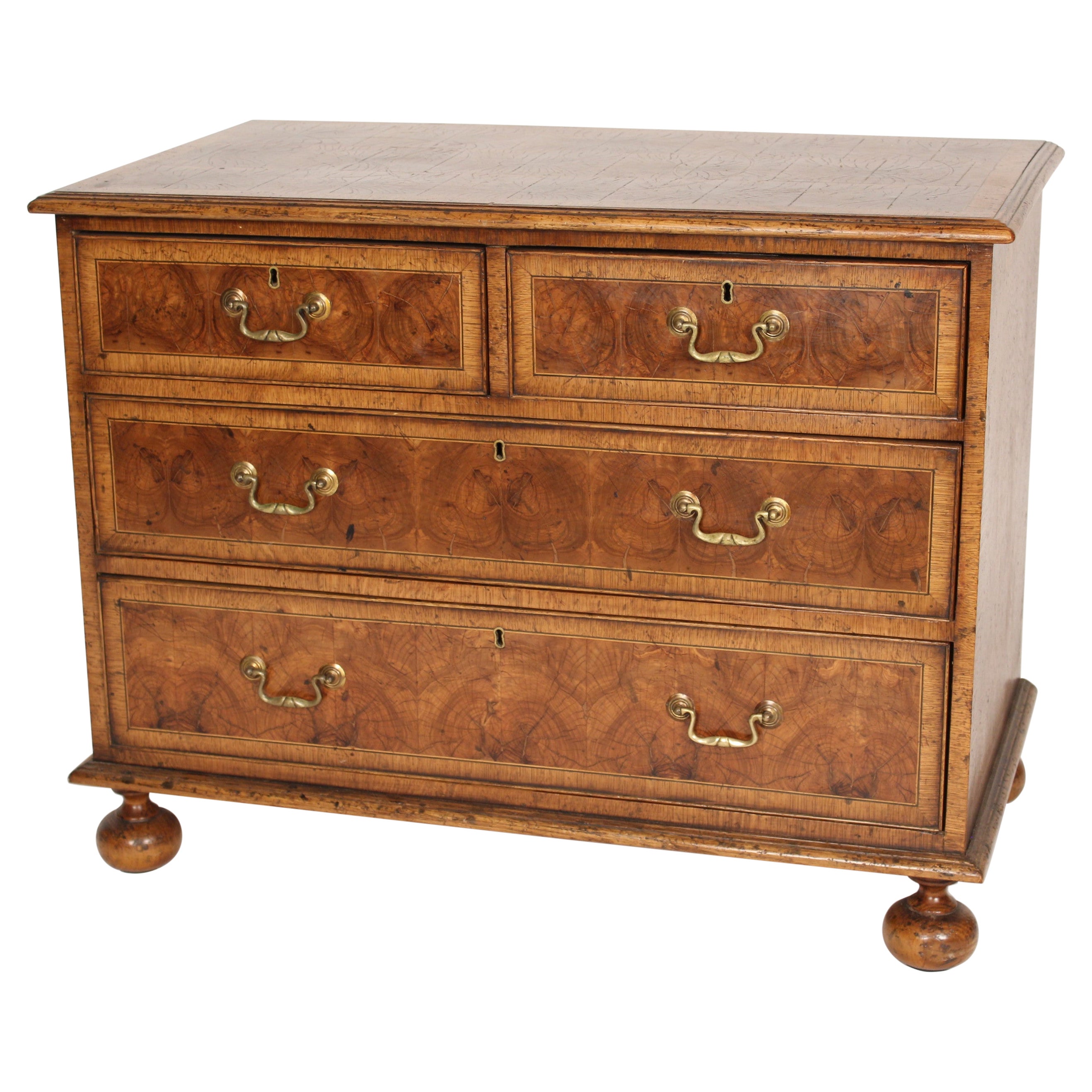 William & Mary Style Oyster Burl Chest of Drawers