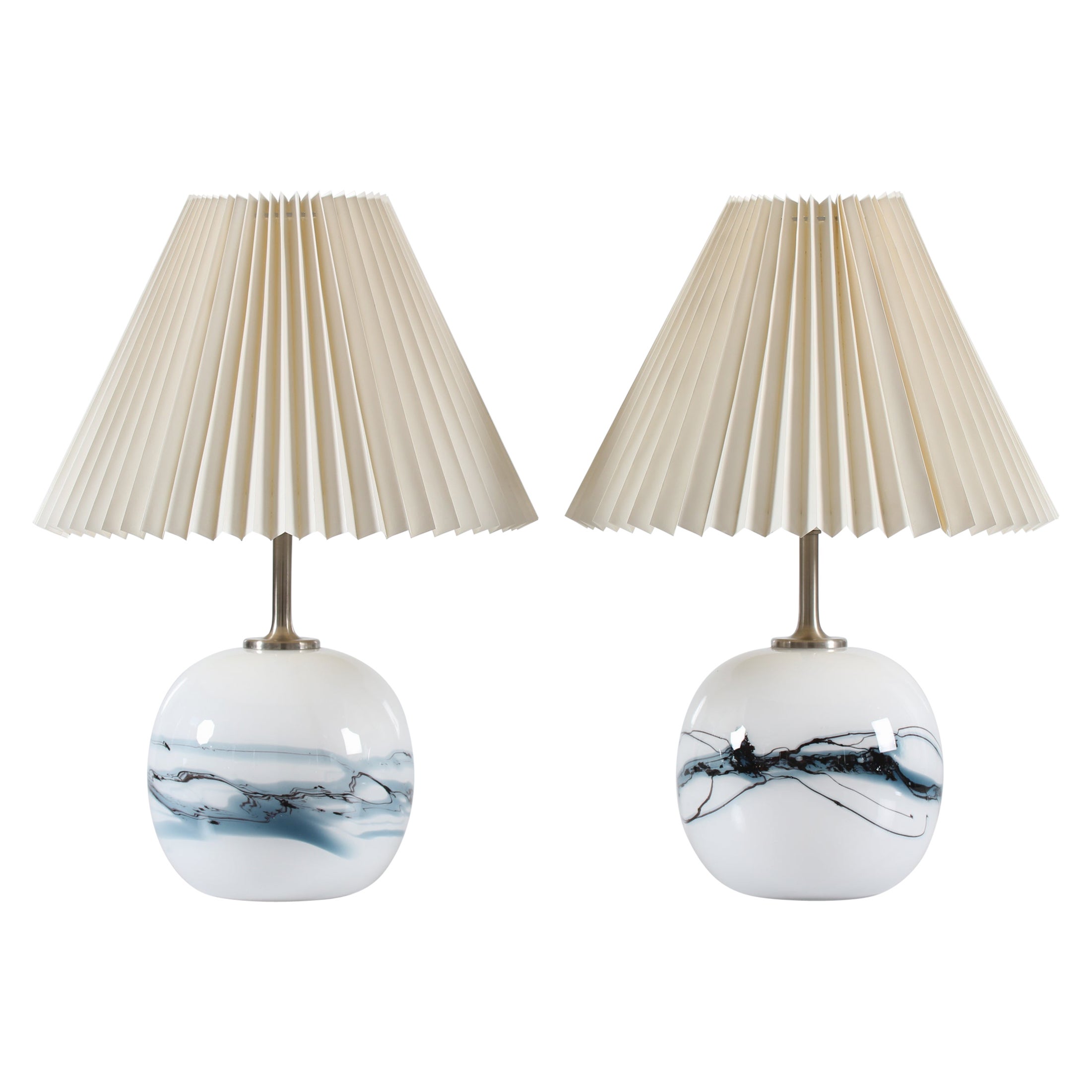 Michael Bang for Holmegaard Pair of Sakura Glass Table Lamps Denmark, 1980s