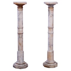 Antique Pair of Matching Neoclassical Marble Sculpture Display Pedestals, c1890