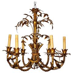 Gilt Metal "Bamboo" Chandelier 1