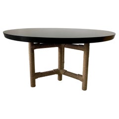 Christian Astuguevieille Large Round "Afriba" Dining Table in Ebonized Wood