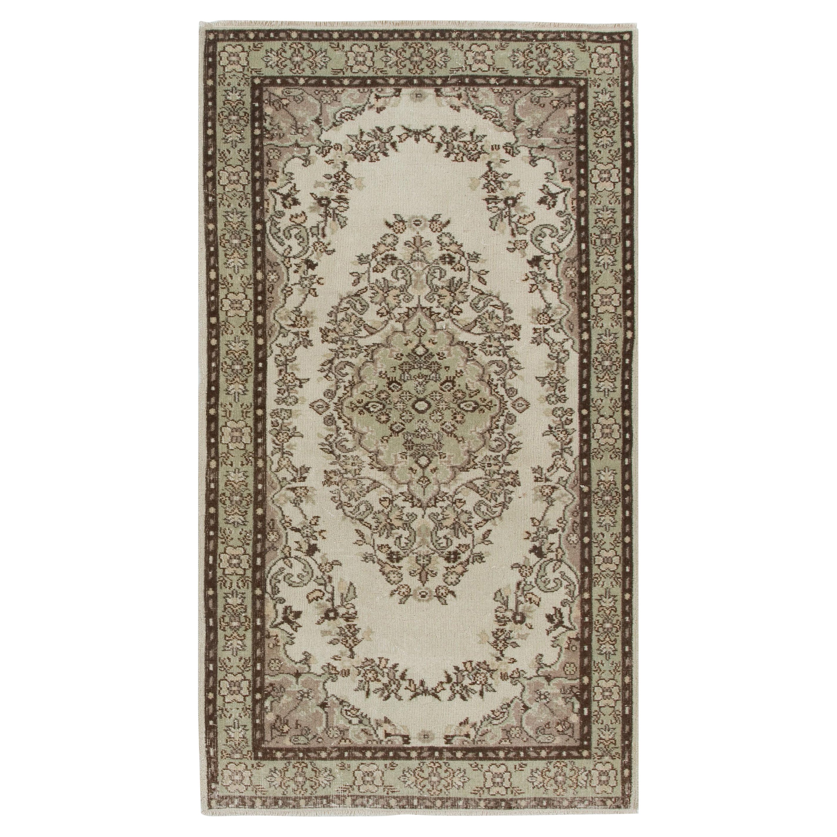 4.2x7.3 Ft Vintage Anatolian Oushak Accent Rug, Ideal for Office and Home Decor