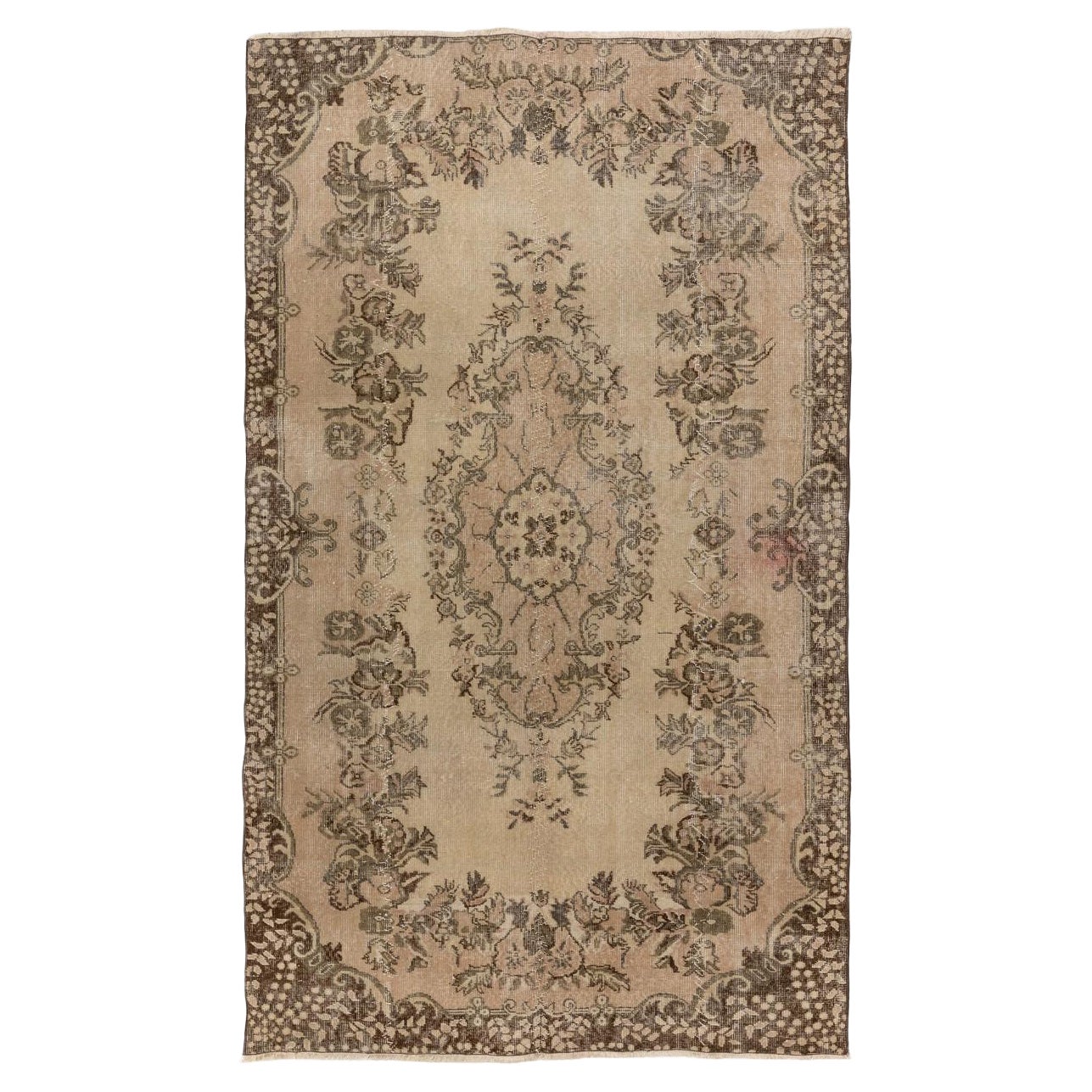 5.4x9 Ft Room Size Handmade Vintage Turkish Area Rug, Baroque Design Carpet