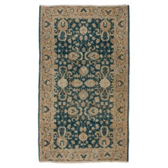Vintage Accent Rug, Circa 1950, Handmade Floral Anatolian Wool Carpet