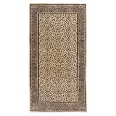 3.7x7 Ft Hand-Knotted Vintage Anatolian Oushak Accent Rug with Floral Design