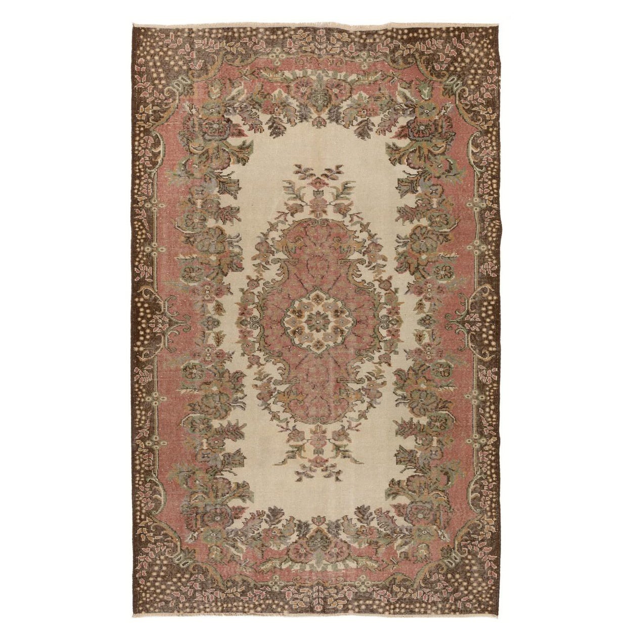 6x9 Ft Authentic Hand-Knotted Vintage Anatolian Area Rug with Baroque Design For Sale