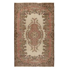 6x9 Ft Authentic Hand-Knotted Retro Anatolian Area Rug with Baroque Design