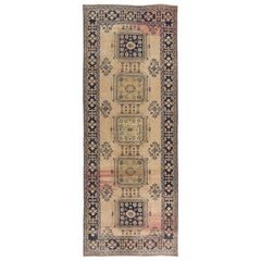 4.6x12 ft Handmade Vintage Turkish Rug for Hallway, Traditional Corridor Carpet