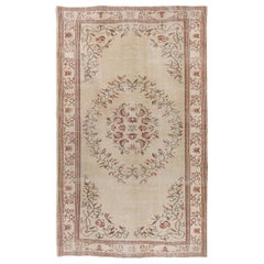 6x9.5 Ft Vintage Oushak Rug in Soft Colors, Ideal for Home & Office Decor