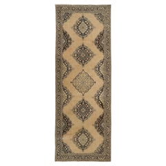 4.7x13 ft Vintage Turkish Oushak Runner Carpet, Hand Knotted Rug for Hallway