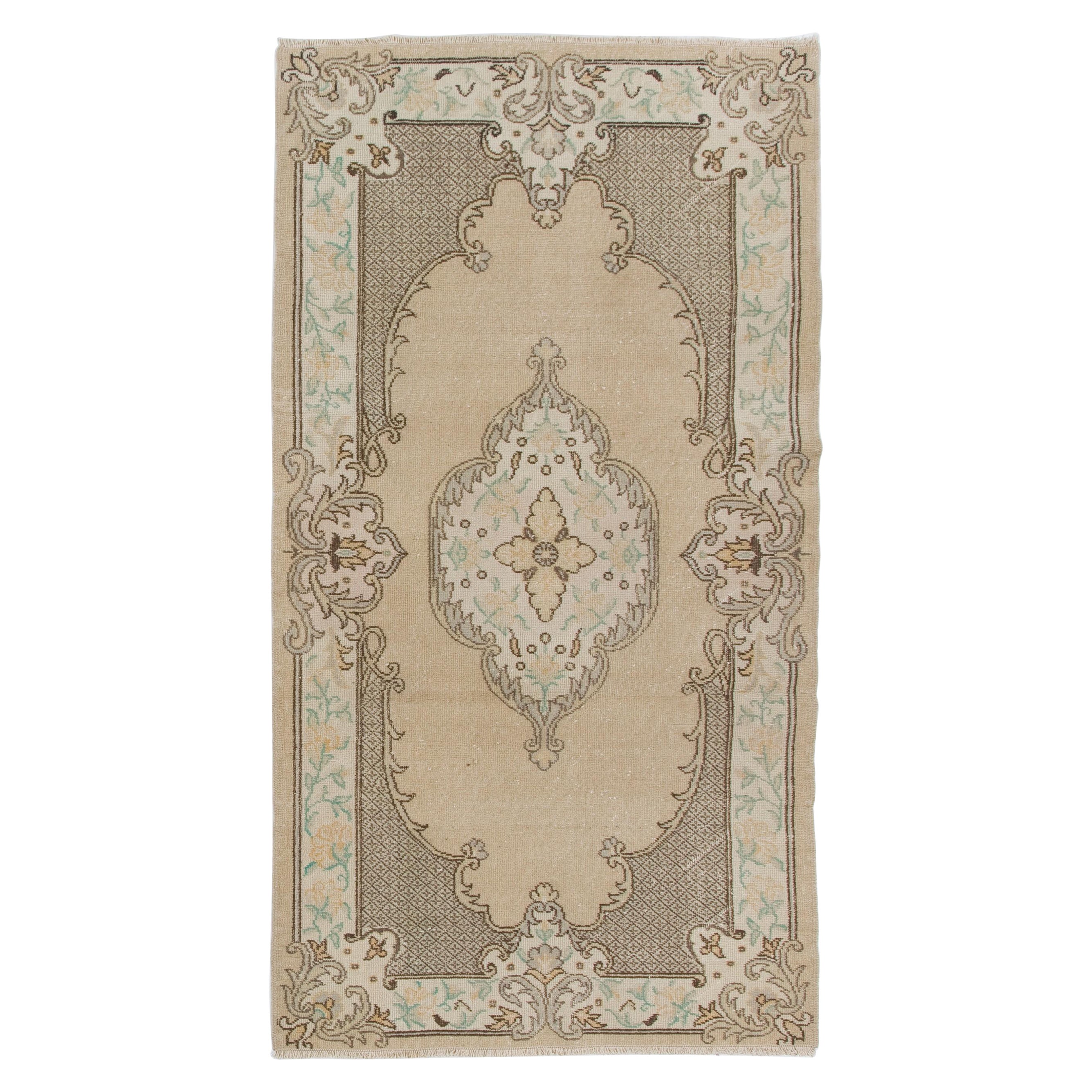 3.8x7 ft Vintage Anatolian Oushak Accent Rug, Handmade Carpet, Floor Covering