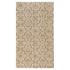 Mid-Century Hand-Knotted Turkish Rug with Floral Design, Soft Colors