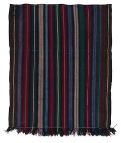 Hand-Woven Vintage Kilim "Flat-weave" with Vertical Bands, All Wool