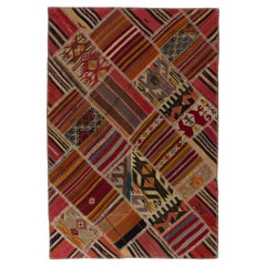 Vintage 4x6 ft Colorful Handmade Wool Turkish Patchwork Kilim Rug 'Flat-Weave'