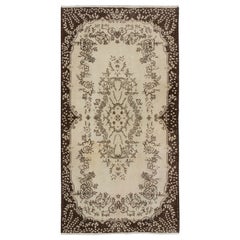 Faded Baroque Design Accent Rug, Vintage Handmade Turkish Small Carpet