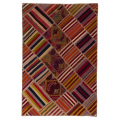 4.2x6.3 ft Handmade Anatolian Patchwork Kilim Rug with Tribal Flair