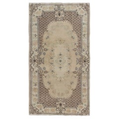 Vintage French Aubusson Inspired Mid-Century Turkish Rug in Soft Colors