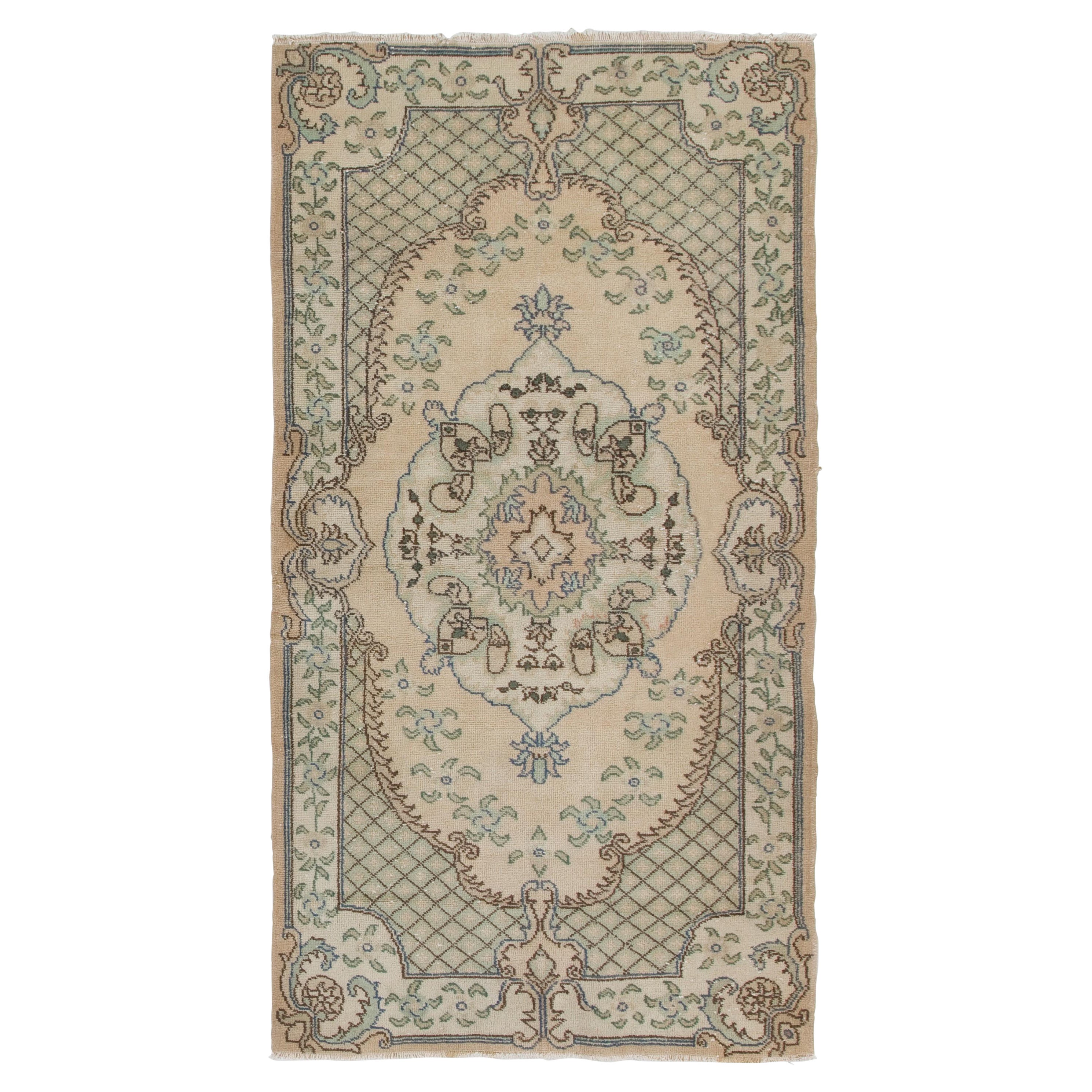 4x7 ft Hand-Knotted Vintage Turkish Wool Accent Rug for Home & Office Decor