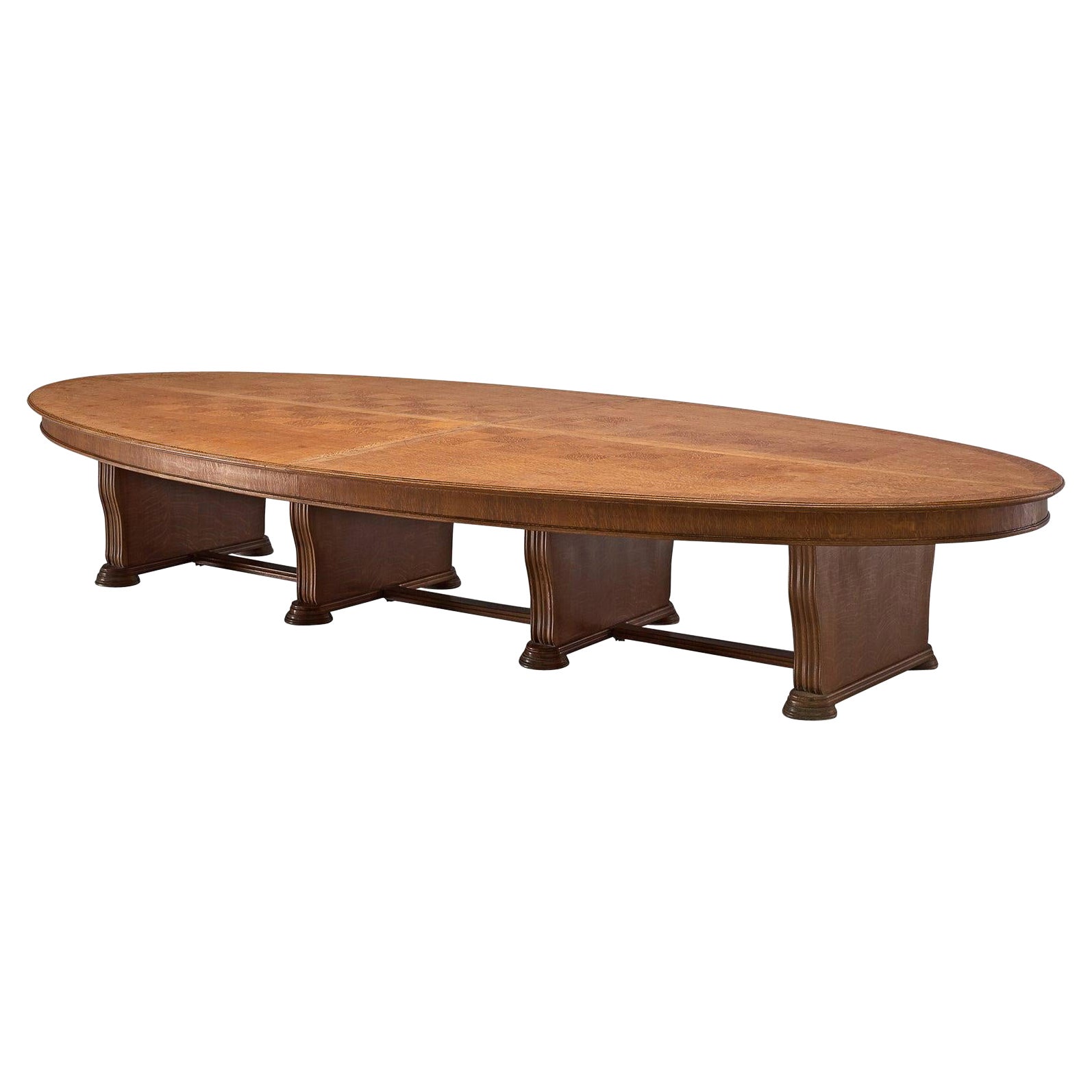 Extremely Large French Art Deco Dining Table in Oak For Sale at 1stDibs
