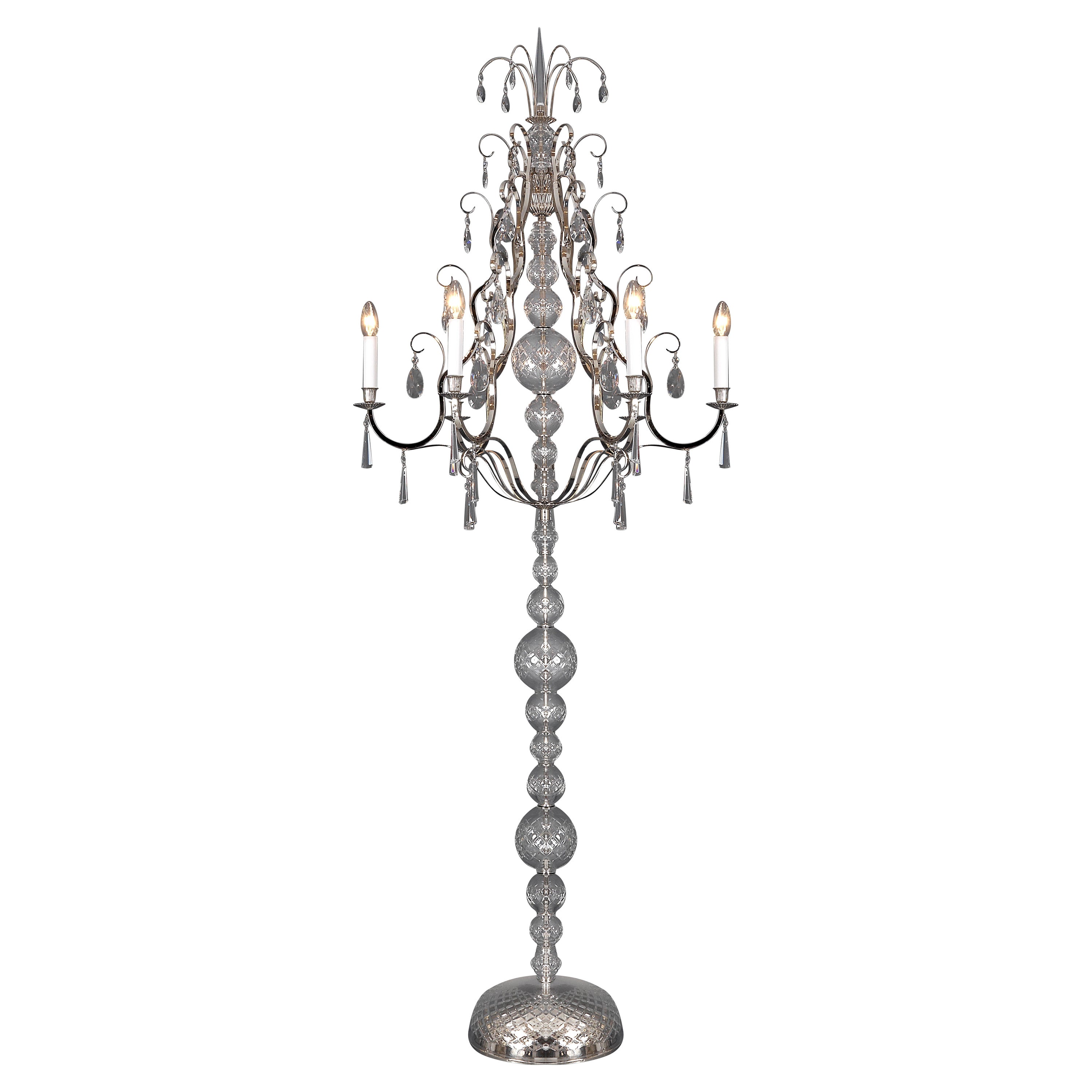 Crystal Glass and Brass Art Deco Floor Lamp, Re Edition