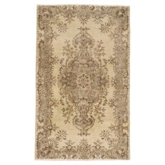 Hand-Knotted Vintage Turkish Oushak Rug, Great for Home and Office