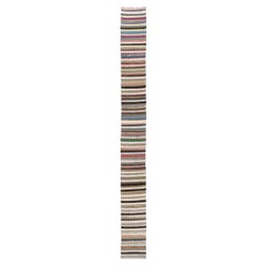 2.3x23 Ft 'Adjustable' Extra-Long and Narrow Vintage Striped Cotton Runner Kilim