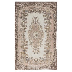 5.6x9.2 ft Turkish Rug with Floral Medallion Design, Vintage Handmade Carpet