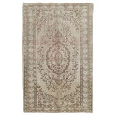6x9 Ft Vintage Turkish Area Rug in Neutral Colors. Wool Carpet, Floor Covering