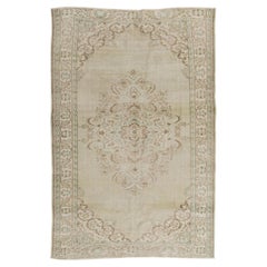 6x8.8 ft Hand-Made Vintage Anatolian Oushak Rug in Neutral Colors