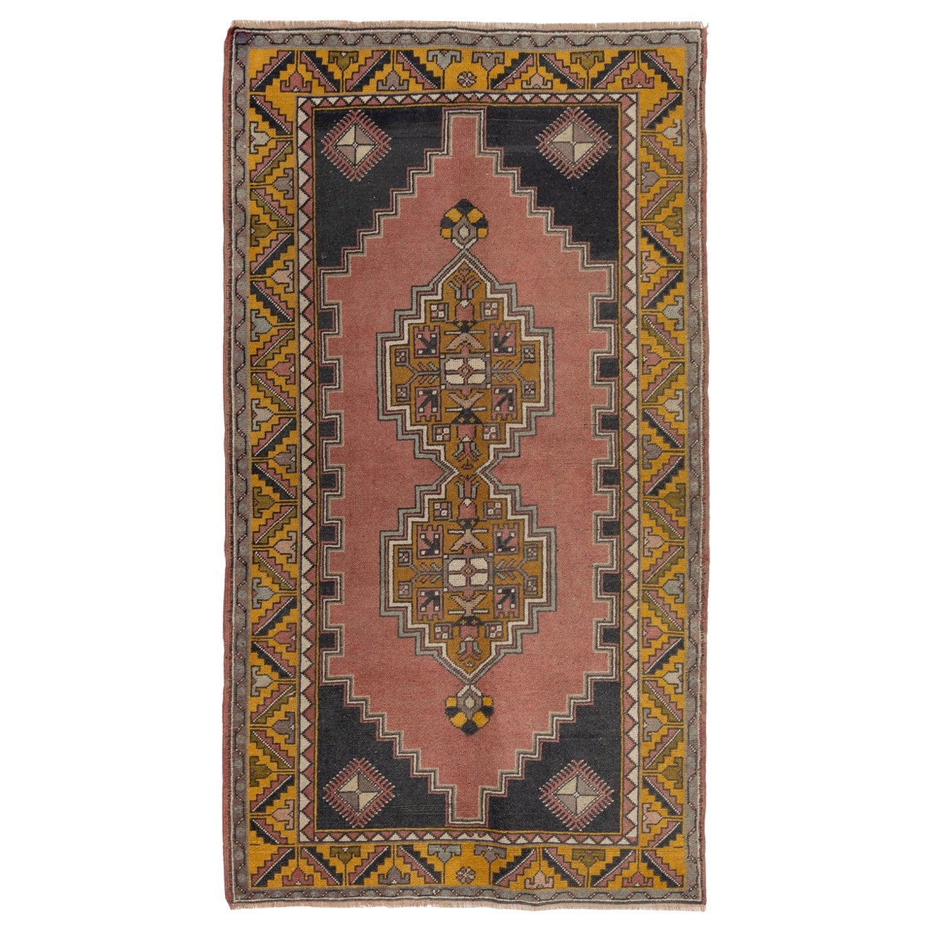 4x7 Ft Hand-Knotted Vintage Anatolian Accent Rug, Home Decor Tribal Carpet
