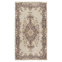 4x7 Ft Hand-Knotted Vintage Anatolian Oushak Accent Rug in Neutral Colors