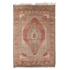 4.2x6.2 Ft Handgefertigter anatolischer Teppich. Authentischer Vintage-Wollteppich im Stammesstil