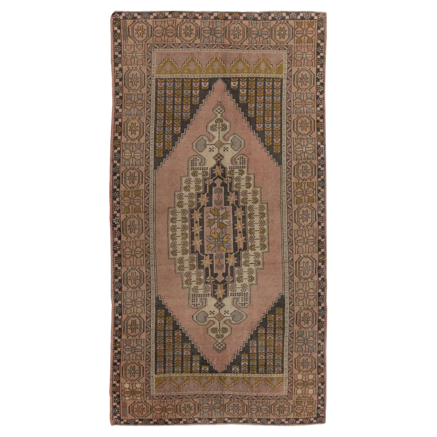 4.2x8 ft Hand Knotted Vintage Turkish Rug. 100% Wool. Traditional Village Carpet For Sale