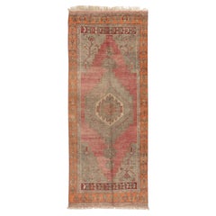 3.8x8.8 Ft Mid-20th Century Handmade Anatolian Village Rug, Wool Floor Covering