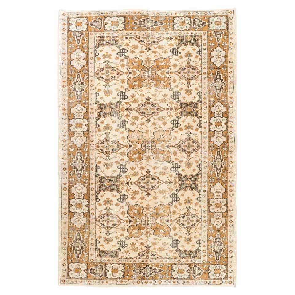 High Pile Area Rug in Beige, Rust and Tan For Sale at 1stDibs