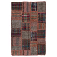 5x8 ft Hand-Made Anatolian Patchwork Kilim Rug 'Flat-Weave' with Tribal Flair