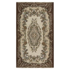 4x7 ft Hand-Knotted Vintage Anatolian Accent Rug with Floral Medallion Design