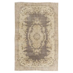 6.3x10 Ft Vintage Antique Washed Anatolian Oushak Area Rug, Living Room Carpet