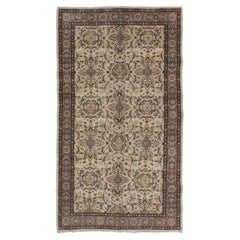 Vintage 4x7 ft Handmade Mid-Century Turkish Oushak Carpet with All-Over Floral Design