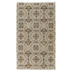 Retro 4x7 Ft MidCentury Turkish Deco Accent Rug. Wool Handmade Carpet, Floor Covering