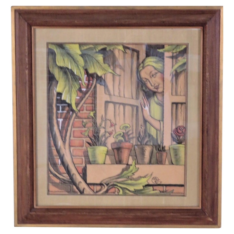 1920s William Bradford Green Watercolor with Heydendryk Frame