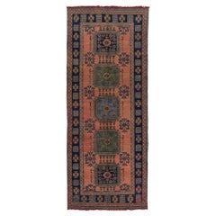 4.7x11 Ft Retro Turkish Runner Rug, One of a kind Handmade Hallway Carpet
