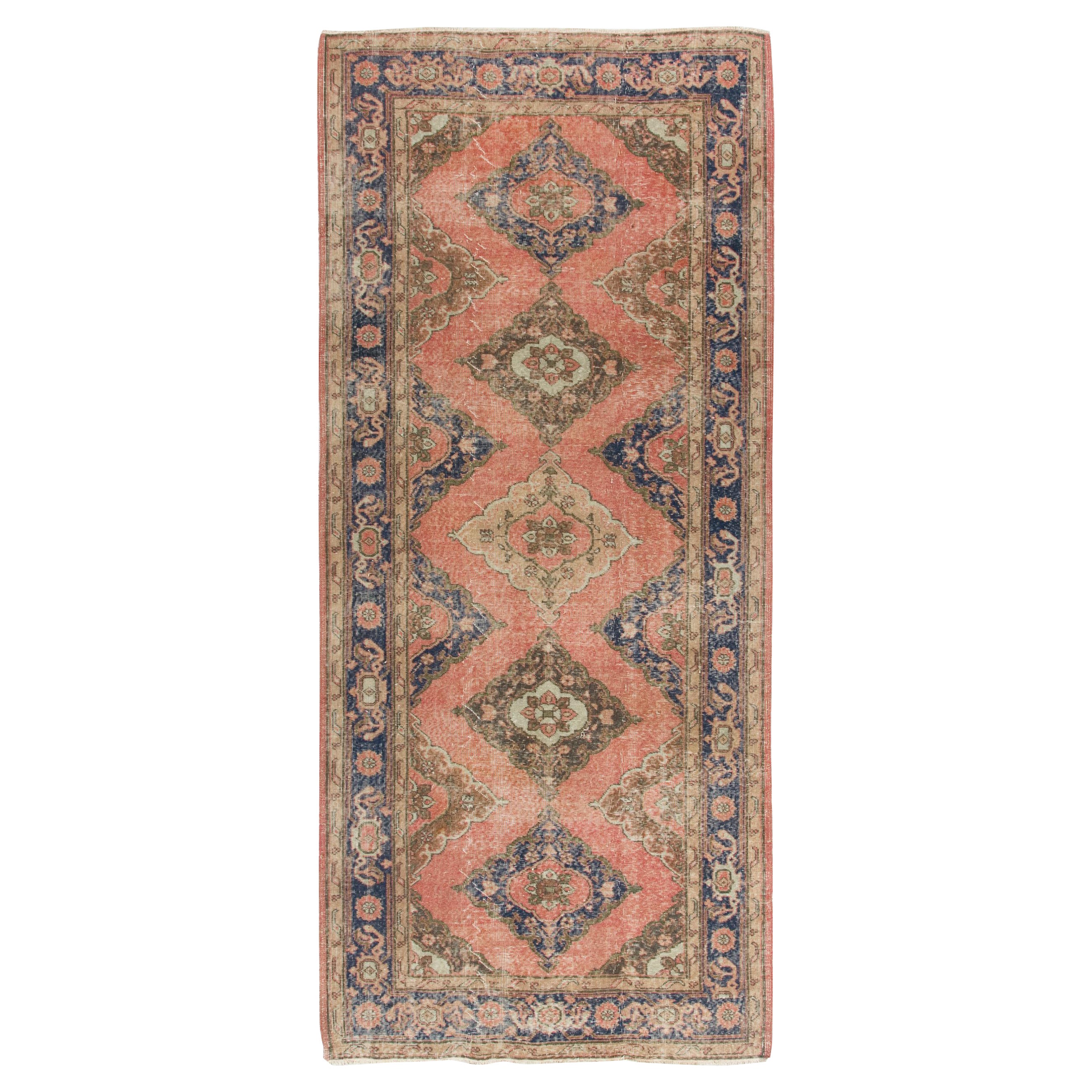 5x11 Ft Handmade Turkish Runner Rug for Hallway Decor. Mid-20th Century Carpet For Sale