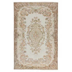 7x11 Ft Authentic Hand-Knotted Vintage Turkish Area Rug in Soft Colors