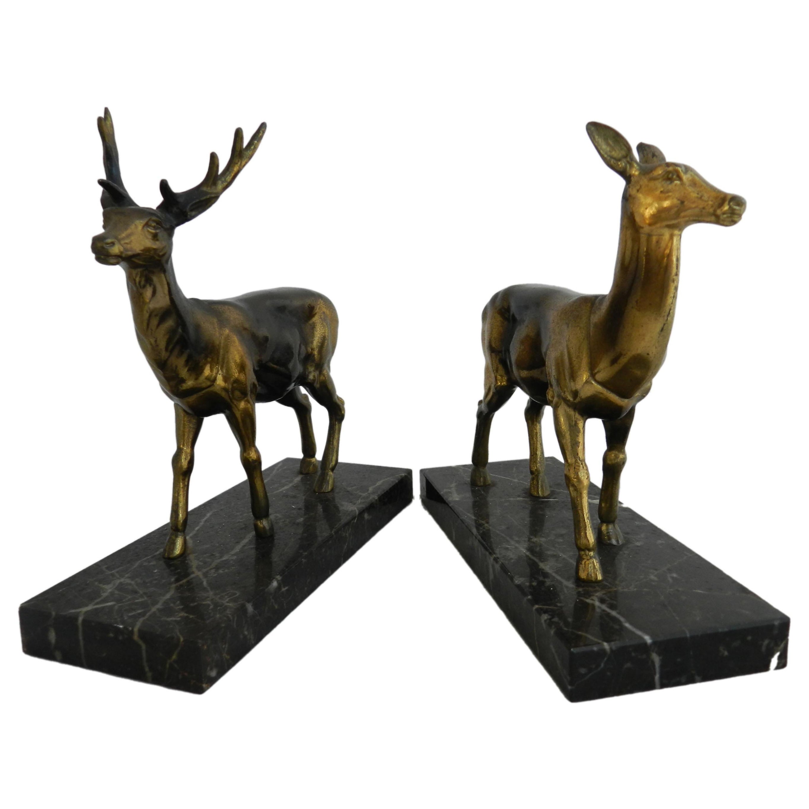 Deer and Stag Statues French Mid Centuy 1940 For Sale