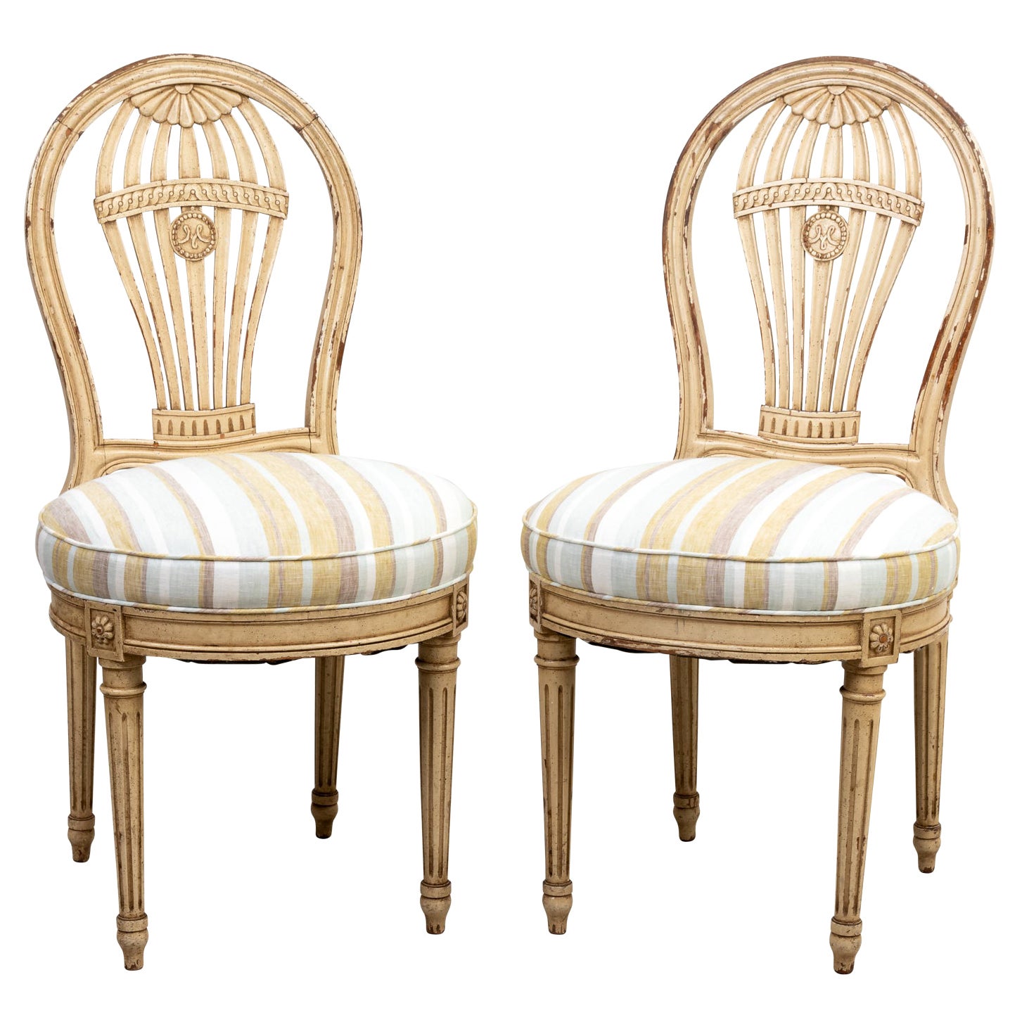 Pair of French Balloon Back Side Chairs