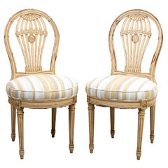 Antique Pair of French Balloon Back Side Chairs