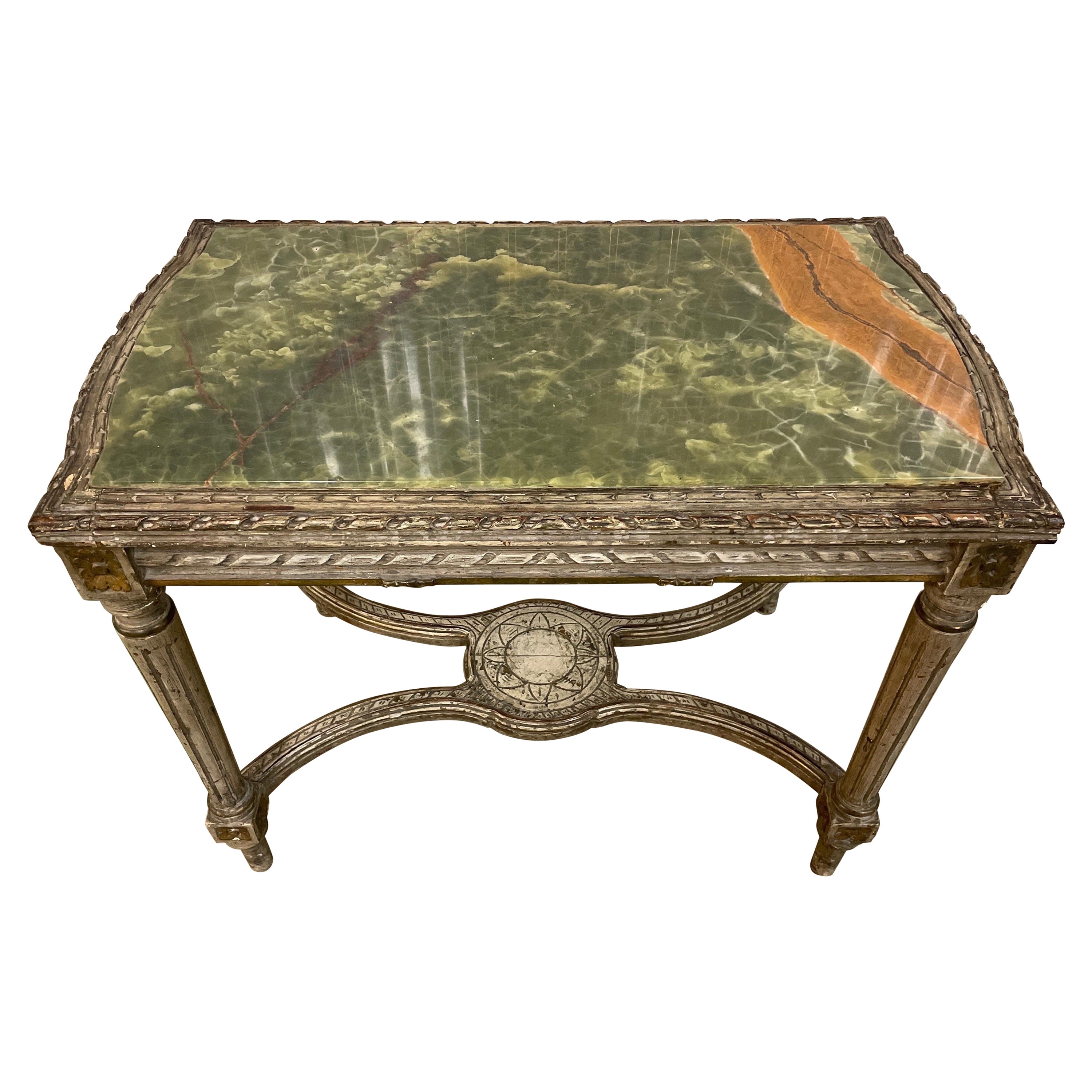 Neoclassical French Onyx Top Center Table For Sale