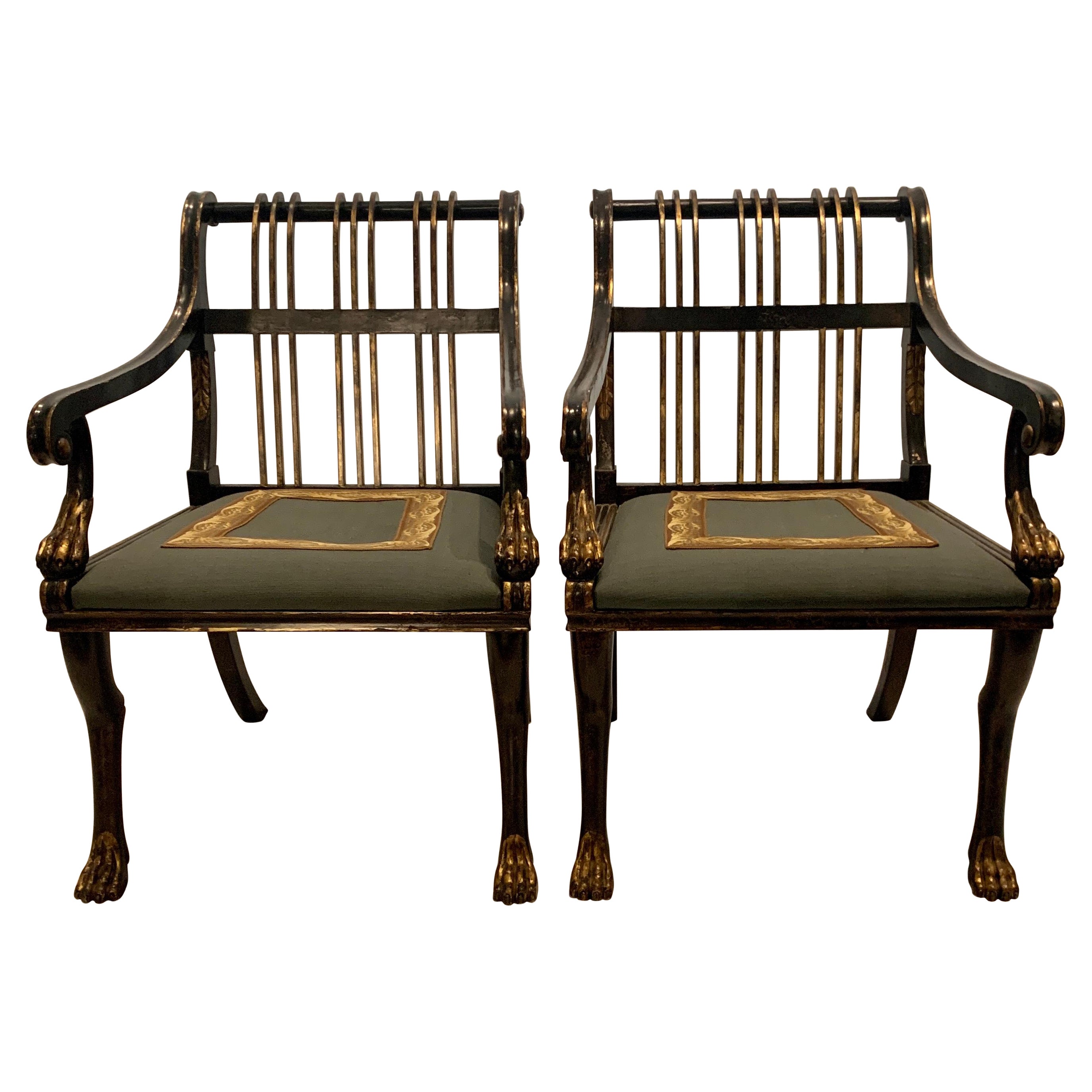 Pair Early 20th Century "Neo-Classic" Arm Chairs, Exceptional Large Size For Sale